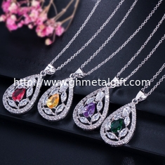 China CZ charm pendant necklace dainty jewelry Water Drop Necklace and Earring Sets Big Wedding Jewelry Sets For Brides supplier