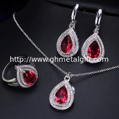 China Hot selling Womens Luxury Wedding Flower CZ Zircon jewelry Set Fashion Waterdrop Necklace Earrings Set Jewellery sets supplier