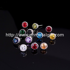 China Women Fashion CZ Bling Iced Cubic Zirconia Silver Jewelry Gold Plated CZ Round shape Stud Earrings jewelry set supplier