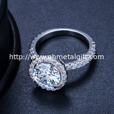 China 925 Sterling Silver Princess Ring Round Sparkling Ring Love Heart CZ Rings for Women Engagement Jewelry Anniversary supplier