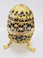 China Decorative Earring Ring Trinket Holder Box Hand Painted Faberge Egg Style Hinged Jewelry Storage Case for Home Ornament supplier