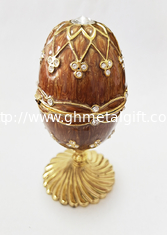 China Luxury Faberge Easter Egg Elegant Enamel jewlery box Crytsal Easter Faberge Egg Trinket Box Woman Earrings Egg Case supplier
