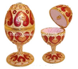 China Faberge Russia Egg Enamel Jewelry Trinket Box Enamel Easter Egg Jewelry box Crystal  Trinket box Pewter Faberge Egg supplier