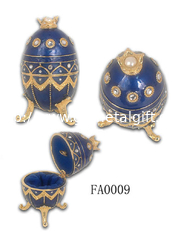 China New Vintage Egg Shaped Music Box Faberge Egg Music Box Pewter Figurine Musical Egg Jewelry Box Enamel Pewter  JewelryBox supplier