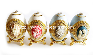 China European Easter Egg Jewelry Box Jewel Storage Organizer Event Home Decor Easter Egg Jewelry Box Enamel Trinket box supplier