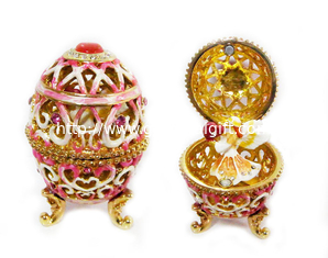 China Vintage Style Hand Painted  Easter Egg Jewerly Trinket Box Love Angel Jewelry Box Faberge Egg Jewerly Trinket Box supplier