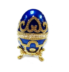 China Enameled Easter Egg Jewelry Box Sparkling Rhinestones Trinket Holder Box Jewelry box Faberge egg easter egg trinket box supplier