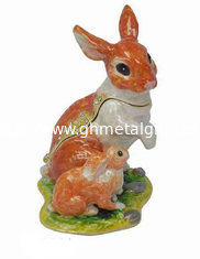 China Rabbit Trinket Box Bunny Jewelry Boxes Cony Rabbit Enameled Trinket Box Organizers Animals Figures Gift Necklace Holder supplier