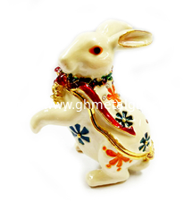 China Rabbit Bejeweled Trinket Box Necklace Ring Holder Rabbit Figurine Hinged Rabbit Jewelry Box Rabbit Easter Gift supplier
