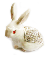 China Easter Rabbit Bejeweled Trinket Box Rabbit Jewelry Trinket Box Necklace Ring Holder Easter Easter Bunny Trinket Box supplier