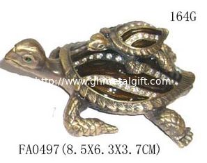 China Lovely turtle metal alloy pewter jeweled enameled trinket box supplier