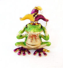 China Frog Prince Metal Jeweled Trinket Boxes Don not Hear Frog Trinket Boxes supplier