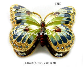 China Shinny Gifts Butterfly Trinket Box Enamel Pewter Design Small Gift Box supplier
