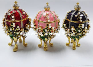 China Enameled Easter Egg Jewelry Box wholesale easter egg metal Faberge Egg Jewelry Boxes Trinket Boxes decor metal gift supplier