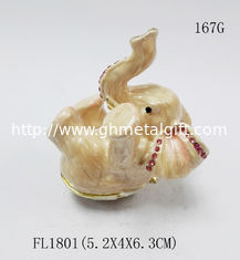 China Animal jewelry box meatl pewter elephant trinket box elephant trinket box supplier