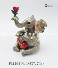 China Pewter Golden wedding favors gifts elephant trinket jewelry box supplier
