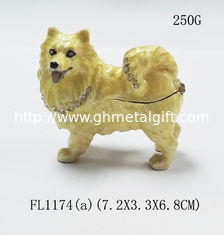 China New product animal dog Metal Crystal Rhinestone Jewelry Box cheap trinket box supplier