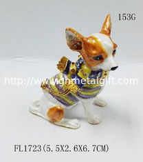 China Cute Dog Jewelry Box Metal jewelry box Animal Trinket Box For Gift supplier