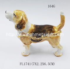 China Handmade dog shape animal print jewelry box for Jewelry dog trinket boxes supplier