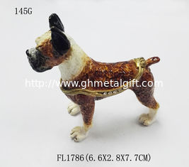 China Fashion Metal Alloy Pewter Crystal Enamel Dog Trinket Jewelry Box supplier