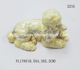 China Fashion metal alloy dog trinket Jewelry Box pewter white cute dog trinket Jewelry Box supplier