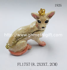 China Factory direct selling New design Pewter Alloy Crown Dog metal trinket box supplier