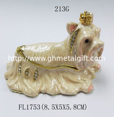 China Crown Dog Jewelry Box Metal jewelry box Animal Trinket Box Best Wedding Favors Gifts Trinket Box supplier
