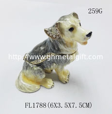 China Dog alloy jewelry box decorative metal keepsake box fashion trinket box home decorative supplier