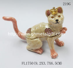 China Promotional custom animal cat jewelry box metal trinket boxes cat shaped jewelry boxes supplier