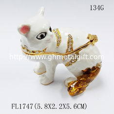 China New product animal cat Metal Crystal Rhinestone Jewelry Box Trinket Box supplier