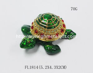 China Mini Turtle trinket jewelry box petwer metal jewelry box diamond decoration gifts box supplier