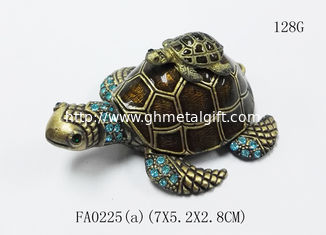 China Mum &amp; Baby Turtle metal trinket box turtle  treasure box metal jewelry box supplier