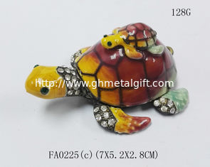 China Mum &amp; Baby Turtle metal trinket box turtle enamel metal jewelry box supplier