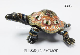 China Classical turtle metal jewelry box diamond jewelry box ring box painted dressing table decorations supplier