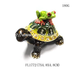 China Fashion enamelled metal turtle jewelry box with turtle trinket box supplier