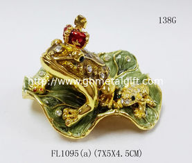 China Leaves the frog shape trinket box with rhinestone for lovely jewelry box supplier