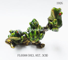 China Metal frog trinket box Small Metal Trinket Box-Green Frog Metal Trinket Box supplier