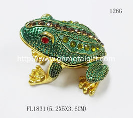 China New design reinstone enamel Jiraffe frog pewter jewelry box metal pewter frog pewter jewelry box supplier