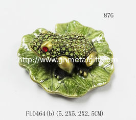 China Bejewelled frog Home decoration box Alloy Hand painted crystal Frog metal trinket box supplier