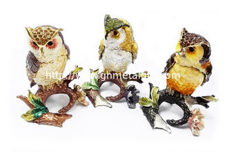 China Owl enamel bird jeweled trinket box Metal Owl  Bird Trinket Box for gift supplier