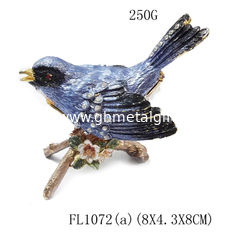 China Hot sell bird trinket box alloy animal bird trinket box bird metal trinket box supplier
