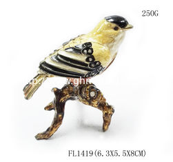China hot sell bird jewelry box metal pewter bird jewelry box bird metal trinket box supplier
