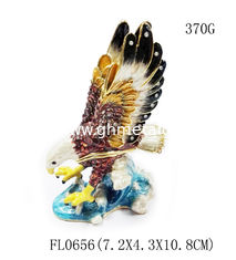 China Eagle birds design jeweled enamel trinket box eagle bird enamel trinket boxes supplier