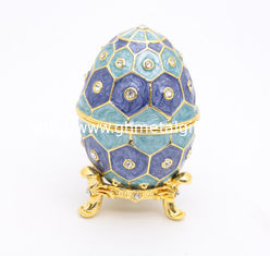 China Faberge Egg Crystals Jewelry Trinket Box Gift Enamel Easter Faberge Egg Jewellery Box Ring Earrings Russian Case supplier