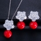 Women's Jewelry Set Wedding Party Water drop Red CZ Crystal Necklace Earrings Bracelet Ring High Quality Indian Gold Jew supplier