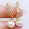 Elegant Earring for Women Gold Color with Big Round Pearl Earring Classic Jewelry Valentine's Day Gift Pearl Earring supplier