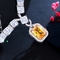 Square Shaped Pendant Necklace with Dazzling CZ Fashion Necklace Bracele Earring  Wedding Necklace Jewelry Sets supplier